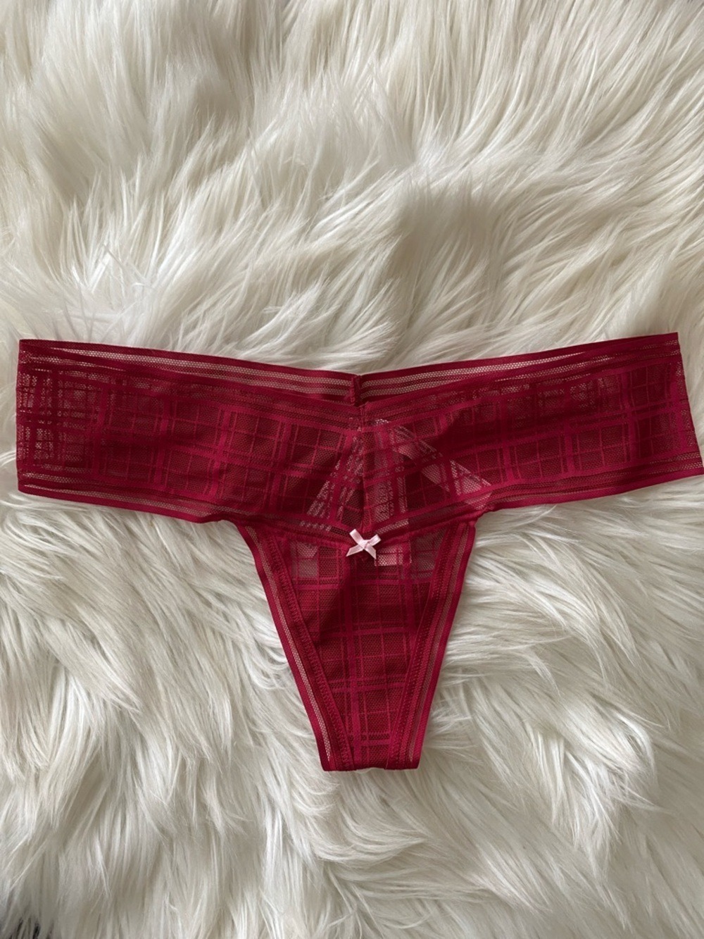 Red Girls' Lace Thong with Bow - Kids Bottoms